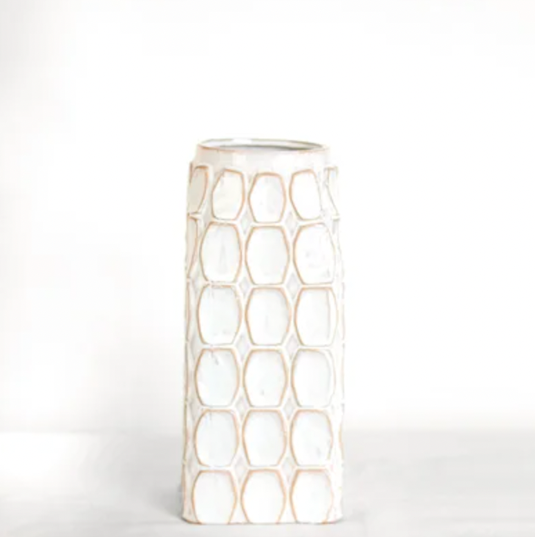 White Dot Artisan Vase