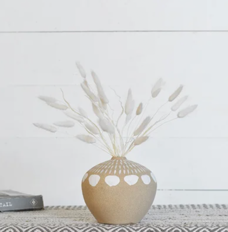 Beige and White Pattern Vase