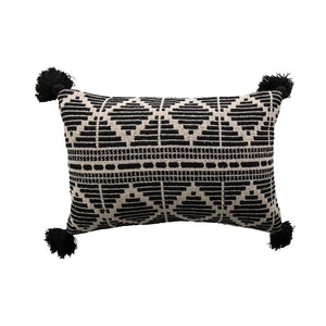 Black Lumbar Pillow with Tassels