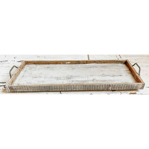 Homemade Antique White Wood Tray with Handles