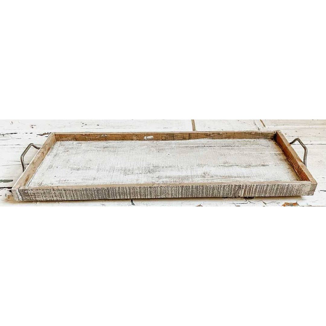 Homemade Antique White Wood Tray with Handles