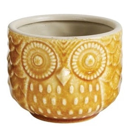 Round Stoneware Owl Vase