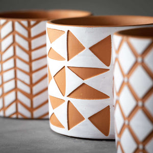 Geometric Print Terracotta Pot