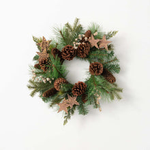 Load image into Gallery viewer, Goldstar Rustic Pine Wreath
