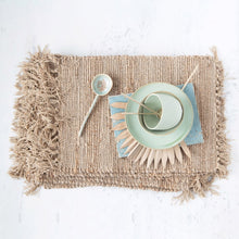 Load image into Gallery viewer, Natural Woven Cotton &amp; Jute Placemat with Tassels
