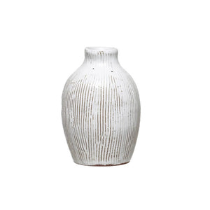 Terracotta Vase w/ Engraved Lines