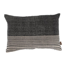 Load image into Gallery viewer, Cotton Blend Slub Lumbar Pillow with Stripes and Leather
