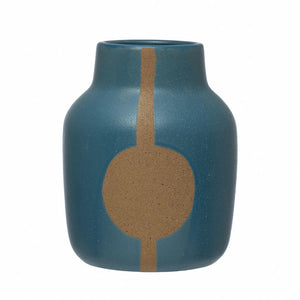 Stoneware Vase with Abstract Design