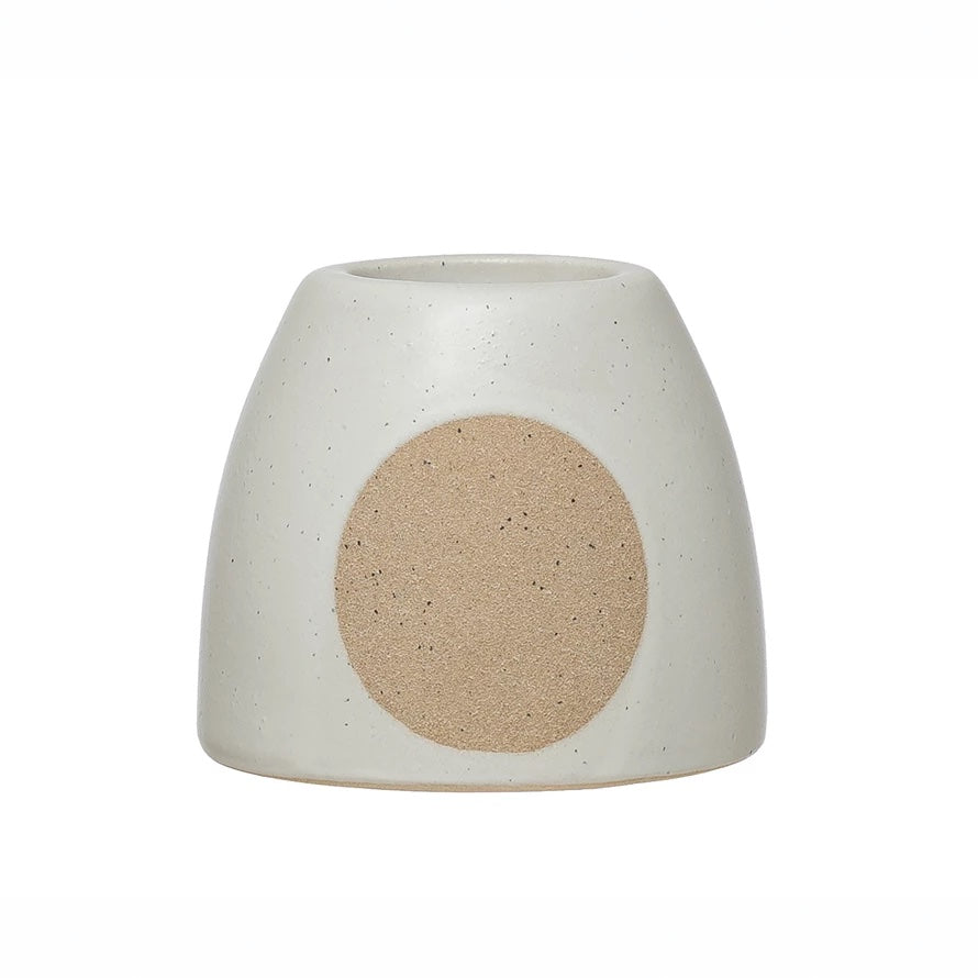 Stoneware Tealight Holder with Circle Design