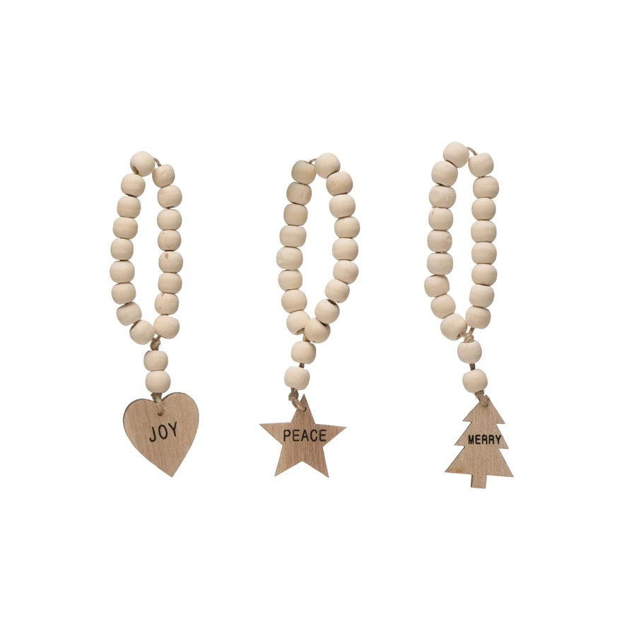 Wood Bead Napkin Ring with Charm