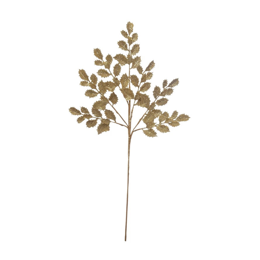 Gold Faux Holly Leaf Pick